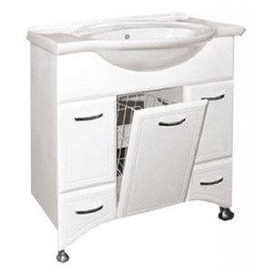 Тумба с раковиной Misty Дрея 85 2 ящика, с бельевой корзиной