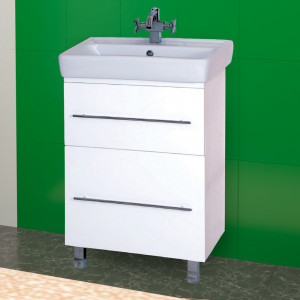 Тумба с раковиной Misty Елена 60 белая, с 2-мя ящиками