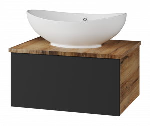 Тумба с раковиной Misty Ива 60 подвесная графит/каштан