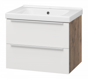 Тумба с раковиной Misty Карат 65 подвесная белый/дуб галифакс олово