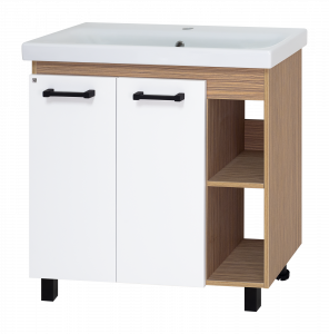 Тумба с раковиной Misty Крафт 80 белый светлое дерево