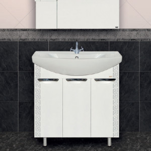 Тумба с раковиной Misty Престиж 80 серебряная патина