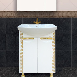 Тумба с раковиной Misty Престиж 60 золотая патина