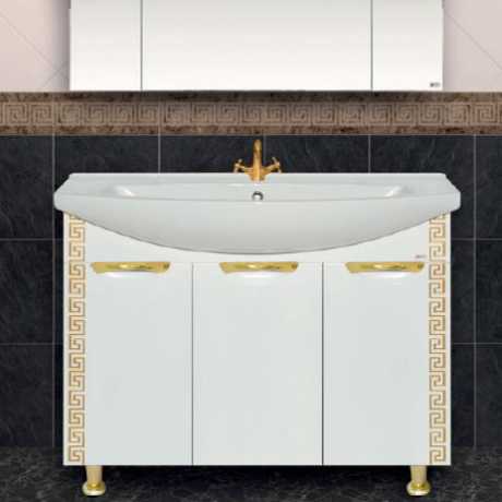 Тумба с раковиной Misty Престиж 80 золотая патина