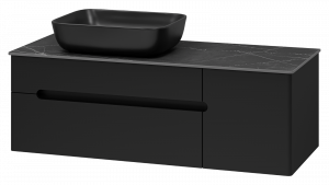 Тумба с раковиной Misty Роял 120 левая подвесная черный