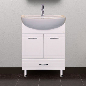 Тумба с раковиной Misty Уют 60 с нижним ящиком белая