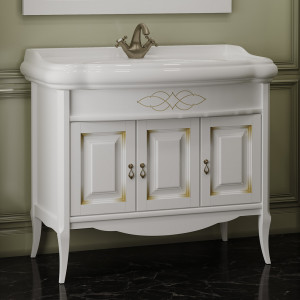 Тумба с раковиной Opadiris Лоренцо 100 белая с патиной