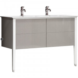 Тумба с раковиной Opadiris Рубинно 120 две чаши серый глянец