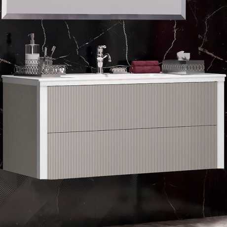 Тумба с раковиной Opadiris Рубинно 120 подвесная серый глянец