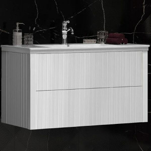 Тумба с раковиной Opadiris Рубинно 90 подвесная белый глянец