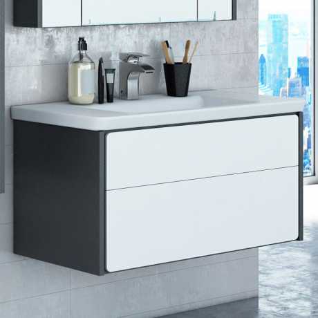 Тумба с раковиной Roca Ronda 80 белый глянец, антрацит