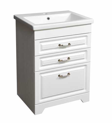 Тумба с раковиной Stella Polar Кармела 60 3 ящика ольха белая