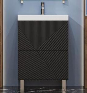 Тумба с раковиной Velvex Edge 60 напольная графит
