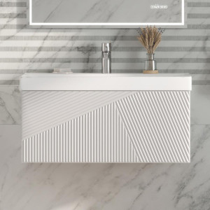 Тумба с раковиной Velvex Edge 80 подвесная белая