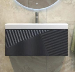 Тумба с раковиной Velvex Edge 80 подвесная графит