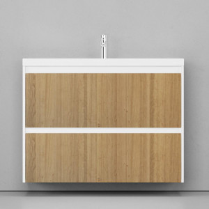 Тумба с раковиной Velvex Klaufs 100 с 2 ящиками подвесная белый/дерево