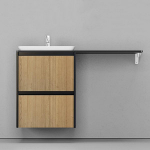 Тумба с раковиной Velvex Klaufs 56x50 с 2 ящиками черный/дерево