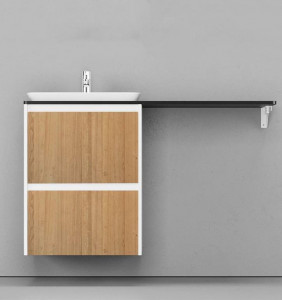 Тумба с раковиной Velvex Klaufs 56x50 с 2 ящиками белый/дерево