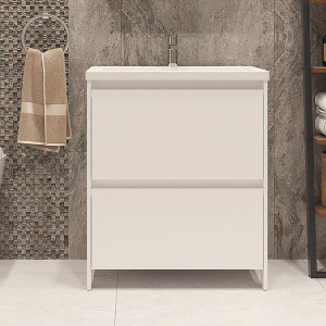 Тумба с раковиной Velvex Klaufs 70 с 2 ящиками напольная белая