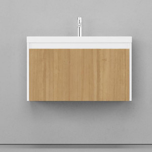 Тумба с раковиной Velvex Klaufs 80 с 1 ящиком подвесная белый/дерево