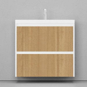 Тумба с раковиной Velvex Klaufs 80 с 2 ящиками подвесная белый/дерево