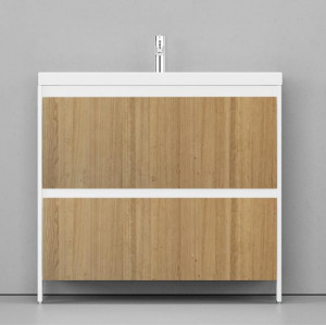 Тумба с раковиной Velvex Klaufs 90 2Y напольная шатане белый