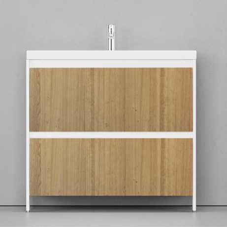 Тумба с раковиной Velvex Klaufs 90 2Y напольная шатане белый