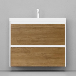 Тумба с раковиной Velvex Klaufs 90 с 2 ящиками подвесная белый/дерево