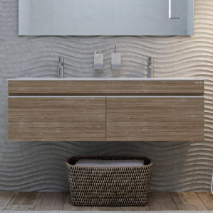 Тумба с раковиной Velvex Pulsus 140 подвесная дуб сонома