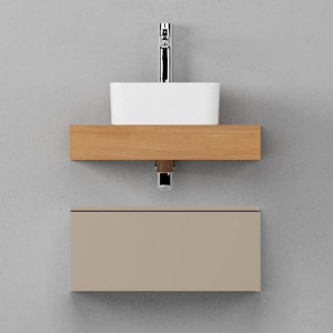 Тумба с раковиной Velvex Unit 60x27 подвесная, бежевый шёлк