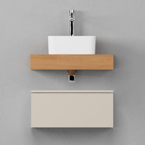 Тумба с раковиной Velvex Unit 60x27 подвесная, шелк шампань