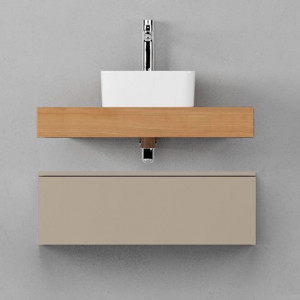 Тумба с раковиной Velvex Unit 80x27 подвесная, бежевый шёлк
