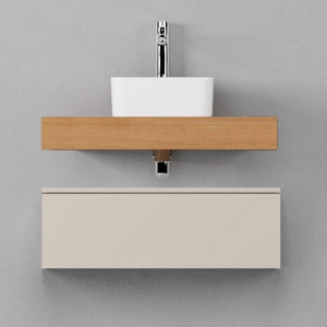 Тумба с раковиной Velvex Unit 80x27 подвесная, шёлк шампань