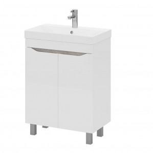 Тумба с раковиной Volna Lake 60.2D напольная белый/бетон светлый