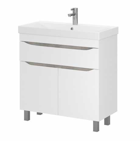 Тумба с раковиной Volna Lake 80.2D.1Y напольная белый/бетон светлый