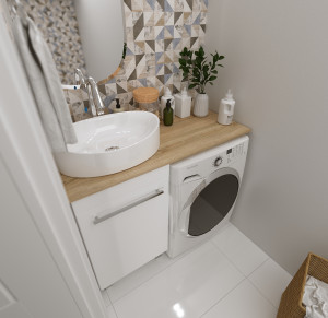 Тумба 1Marka Wash 48 c раковиной над стиральной машиной 110 дуб сонома