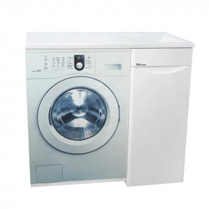 Тумба Bellezza Олиссия 100 белая R с раковиной над стиральной машиной Даллас 100 R