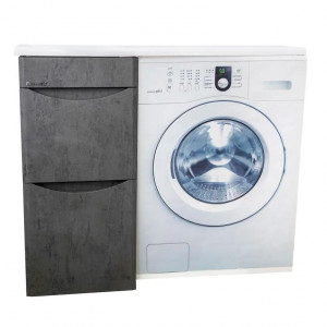 Тумба Bellezza Олиссия 100 серая с 2 ящиками с раковиной над стиральной машиной Даллас 100 L