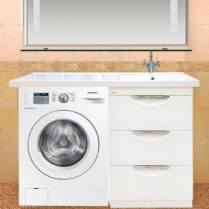 Тумба Misty Куба 60 белая с раковиной над стиральной машиной 120 R