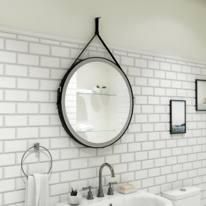 Зеркало с LED подсветкой Art&Max Milan 80 на черном ремне