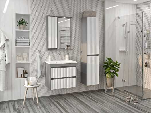 Зеркало-шкаф Brevita Balaton 65 левый белый/серый