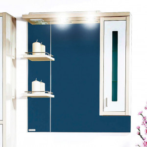 Зеркало-шкаф Бриклаер Бали 75 светлая лиственница, белый глянец, R