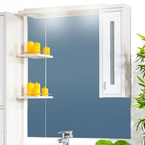 Зеркало-шкаф Бриклаер Бали 90 светлая лиственница, белый глянец, R