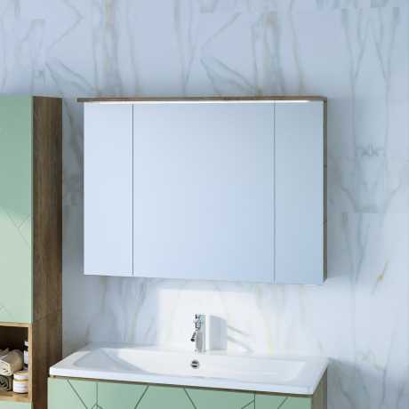 Зеркало-шкаф Бриклаер Кристалл 95 фисташка/дуб гранж песочный