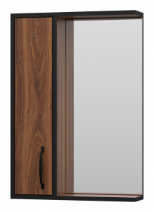 Зеркало-шкаф Misty Кедр 50 левый черный/орех