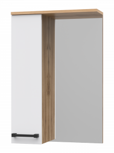 Зеркало-шкаф Misty Крафт 50 левый белый/дуб крафт золотой