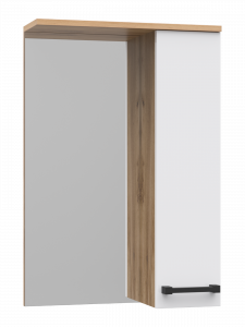 Зеркало-шкаф Misty Крафт 50 правый белый/дуб крафт золотой