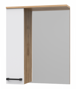 Зеркало-шкаф Misty Крафт 60 левый белый/дуб крафт золотой
