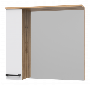 Зеркало-шкаф Misty Крафт 80 левый белый/дуб крафт золотой