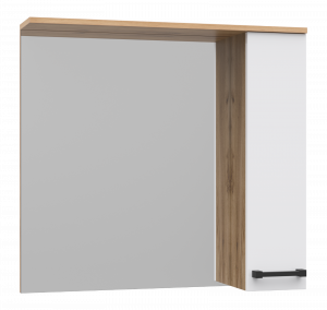 Зеркало-шкаф Misty Крафт 80 правый белый/дуб крафт золотой